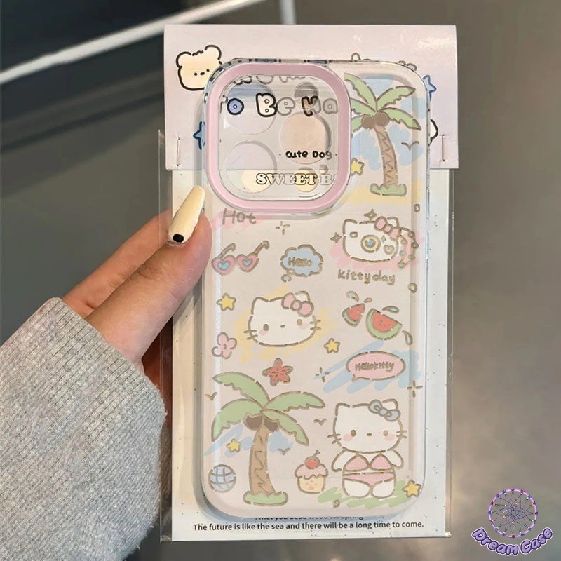 แมวคิตตี้น่ารักฤดูร้อนมะพร้าวต้นไม้เคสสำหรับ Redmi 12C 13C 9 9C 12 10A 10 9A 10C Note 11 10 13 12 11s 9 8 Pro POCO M3