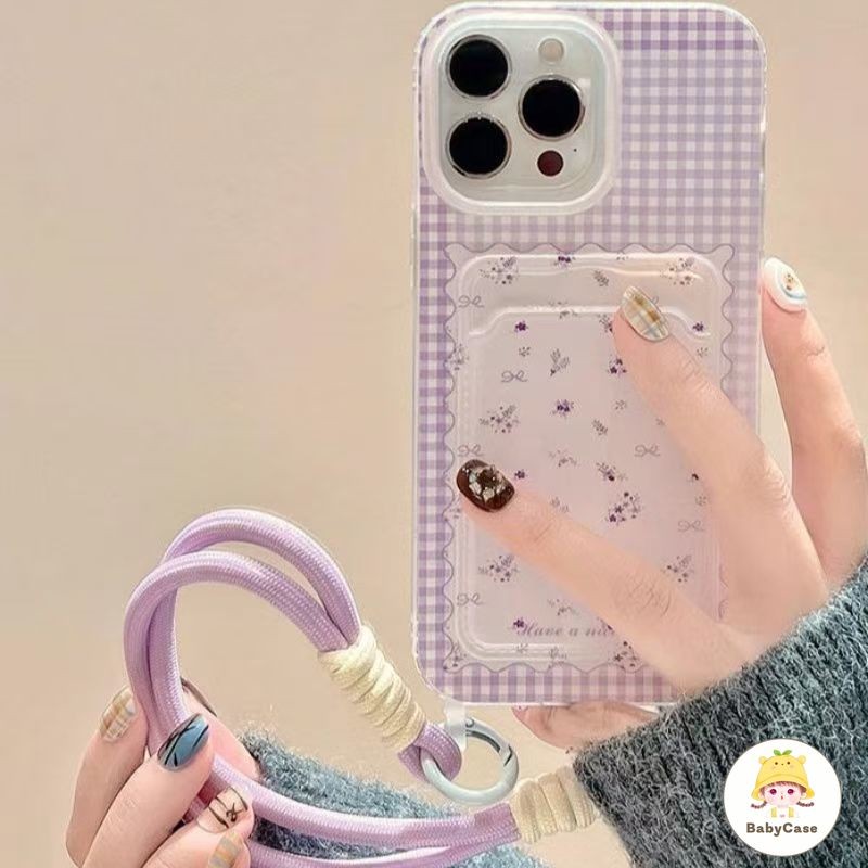 แฟชั่นฤดูใบไม้ผลิสดดอกไม้สีม่วงอ่อนนุ่มนุ่ม เคสiPhone 7Plus 11 15 13 12 14 Pro Max XR X XS Max 7 8 14 15 Plus SE 2020