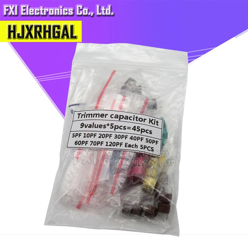 45pcs Variable Trimmer capacitor ชุดสารพัน JML06 5pf 10pf 20pf 30pf 40pf 50pf 60pf 70pf 120pf ตัวเก็
