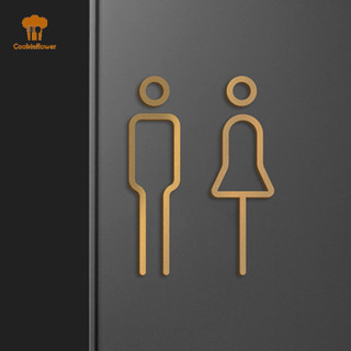 Ckfr สีดําสีทองป้ายห้องน้ําแผ่นทองเหลืองล้างห้องประตูผนังป้า…