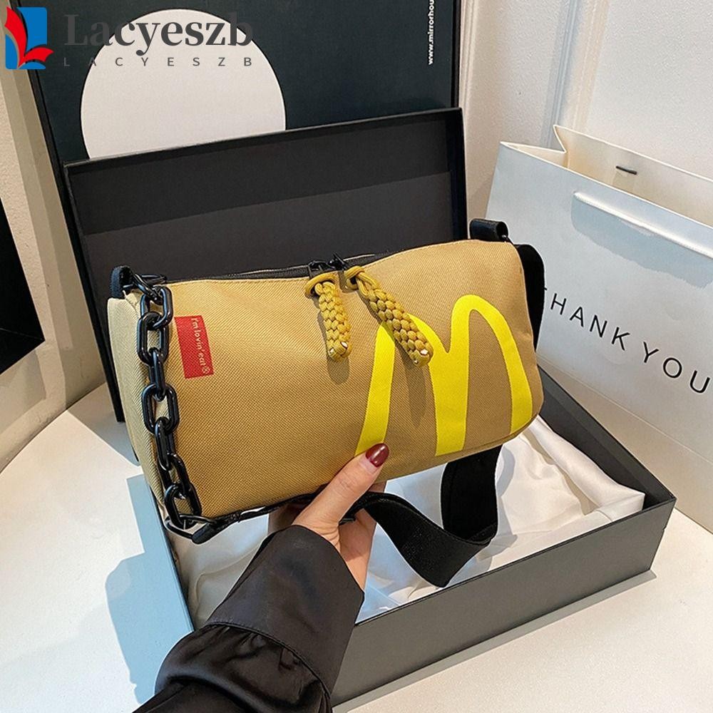 Lacyeszb กระเป๋า Starbucks, กระเป๋า McDonald Letter, กระเป๋าถือน่ารักแบบพกพาความจุขนาดใหญ่ KFC Crossbody Bag Storage Bag