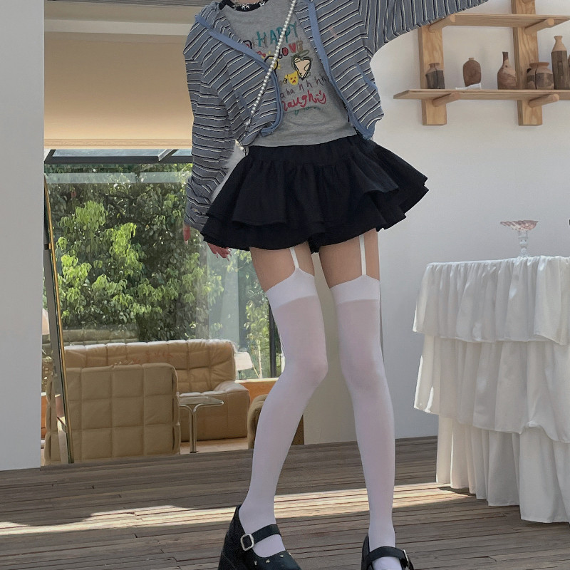 ถุงเท้ายาวเหนือเข่า Y2K สำหรับผู้หญิง ถุงเท้ายาวถึงต้นขาช่วงฤดูร้อน - รูปที่ 5