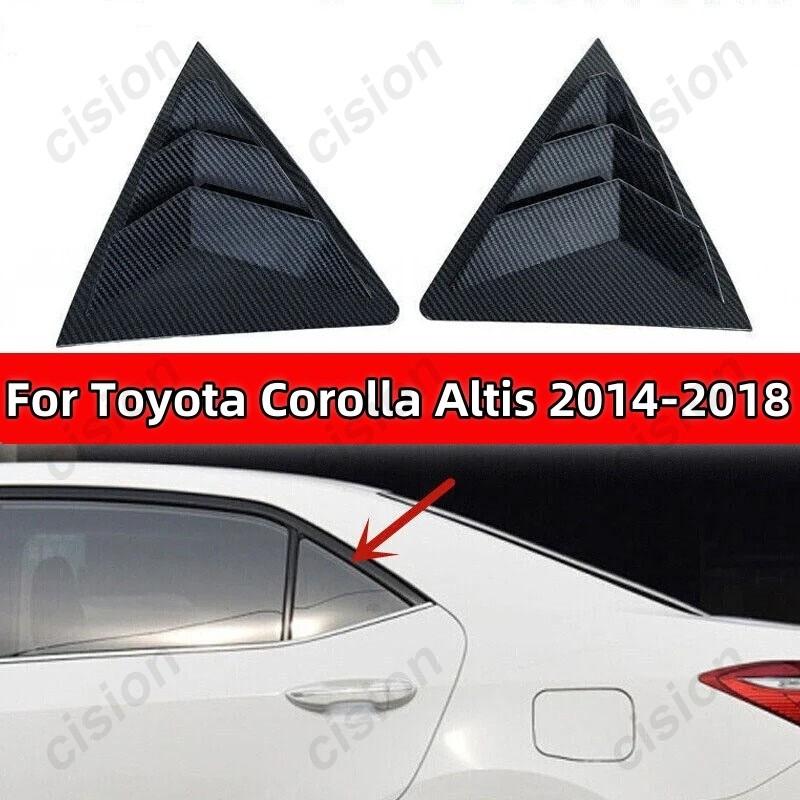 2pcs Gloss Black/คาร์บอนไฟเบอร์/สีดําด้านสไตล์หน้าต่างด้านข้างรถด้านหลัง Vent Shutter Scoop Louver ฝาครอบสติกเกอร์ Trim สําหรับ Toyota Corolla Altis 2014 2015 2016 2017 2018