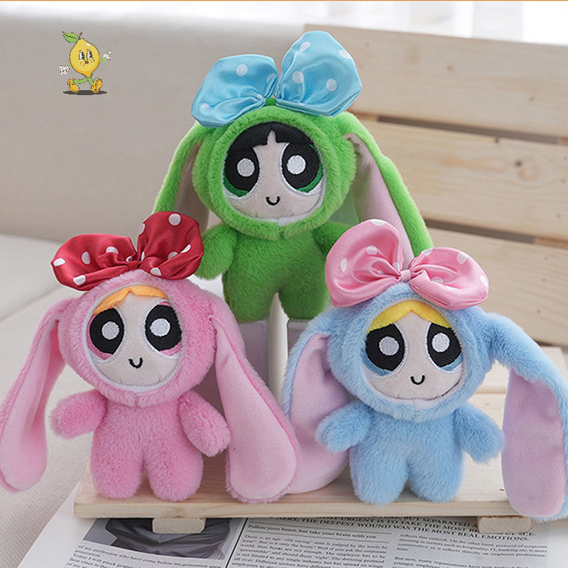 [mozh] 12 ซม. Kawaii The Powerpuff Girls ของเล่นตุ๊กตาตุ๊กตาพวงกุญแจจี้ Blossom Bubbles Buttercup อะนิเมะการ์ตูนตุ๊กตากระเป๋าจี้ [TH]