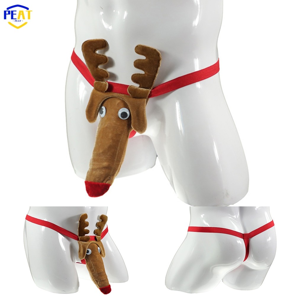 [PEAT] ชุดชั้นในบุรุษเซ็กซี่ Reindeer Bulge Pouch Thong G-String T Back กางเกงตลก