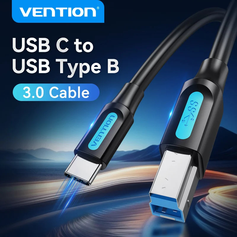 Vention สาย USB C ถึง USB Type B 3.0 สําหรับ HP Canon Brother Epson Dell Samsung เครื่องพิมพ์ Type C เครื่องพิมพ์สายสี่เหลี่ยม