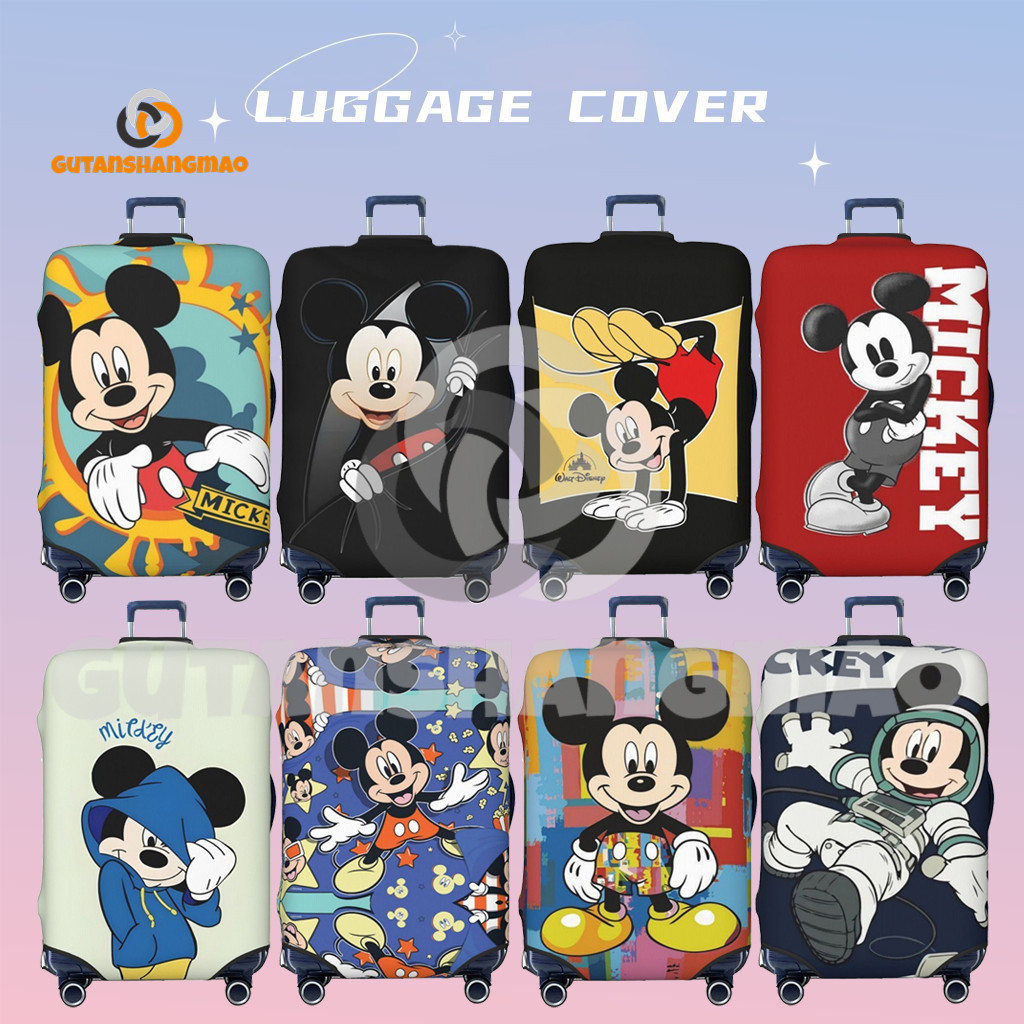 Disney Mickey ผ้าคลุมกระเป๋าเดินทาง ผ้าคลุมกระเป๋าเดินทางแบบซักได้ ผ้าคลุมกระเป๋าเดินทางกันฝุ่น