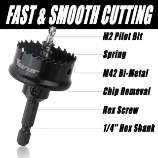 14-51 มม.ผนังบาง M42 Bi-Metal Hole Saw ชุด 6.35 มม.Hex Shank สําหรับไม้โลหะสแตนเลสพลาสติก PVC Hole เปิดเครื่องมือ
