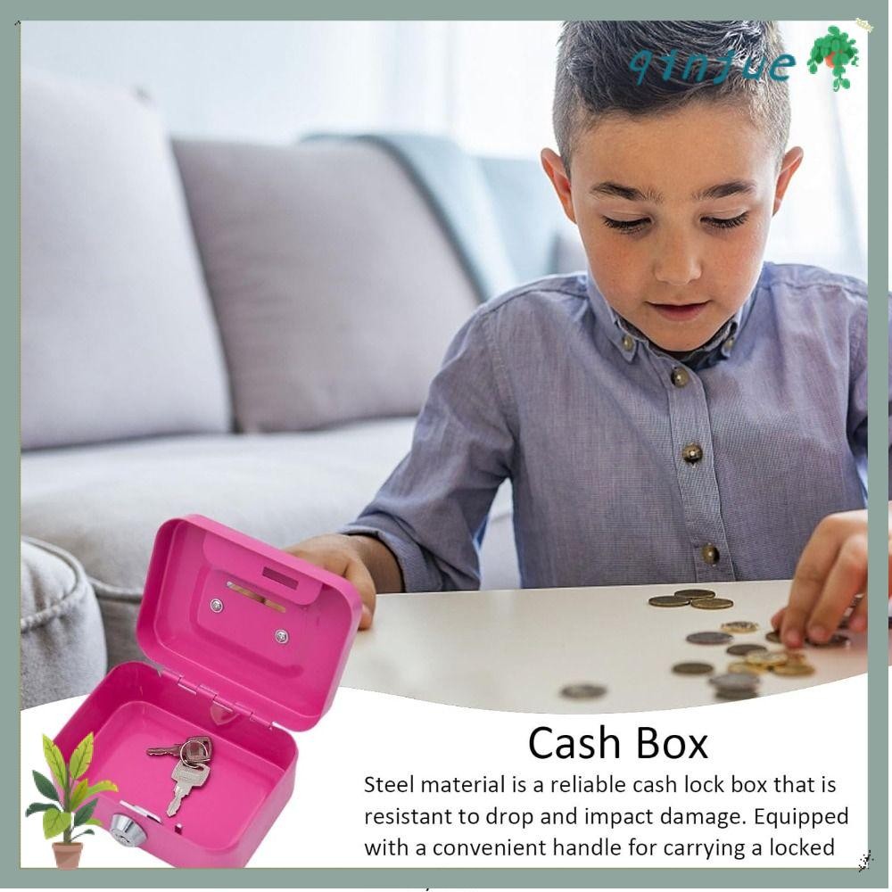 Printli Money Box, Metal Sturdy Handles Cash Box, Security Lockable with Coin Slot Coin Bank
