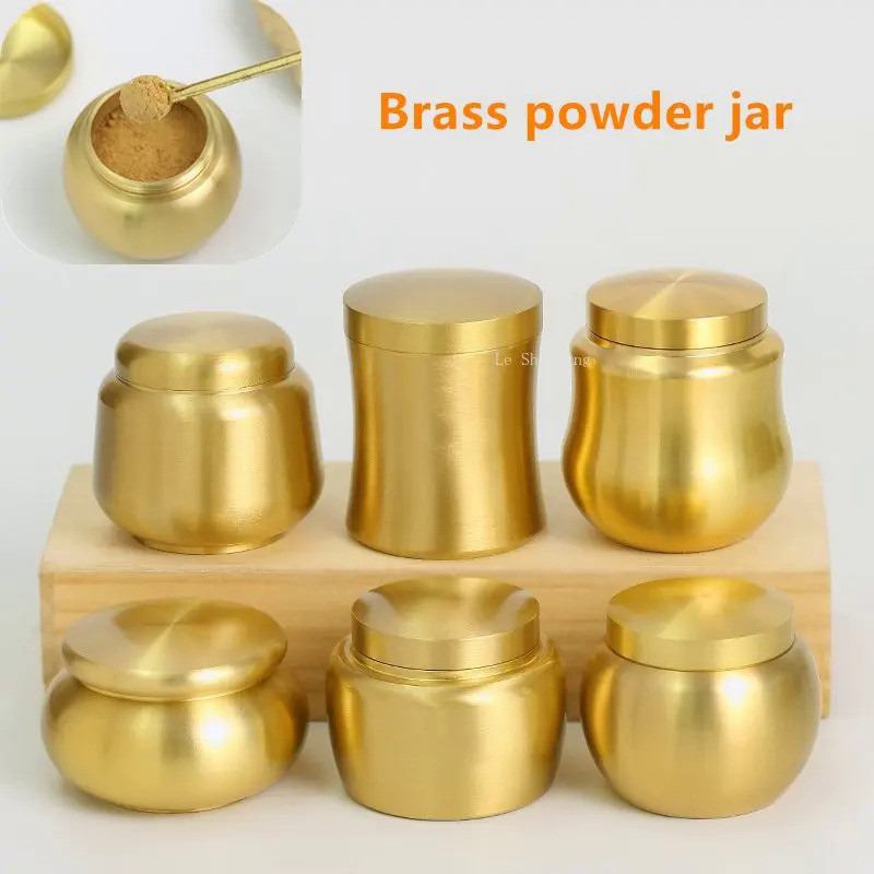 Pure Copper Powder Canister Tea Canister Ointment Canister Portable Incense Canister DIY Sealed Stor