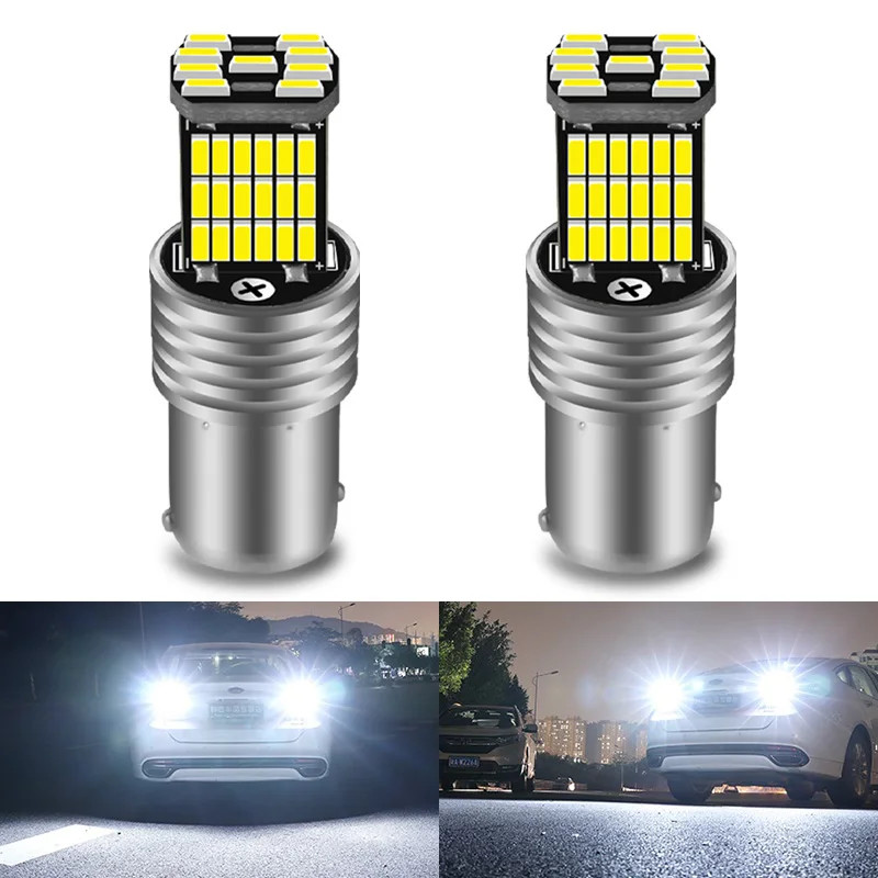2pcs BA15S P21W 1156 รถ LED หลอดไฟย้อนกลับ 45pcs 4014SMD สําหรับ VW Passat B5 B6 Golf Canbus Auto โค