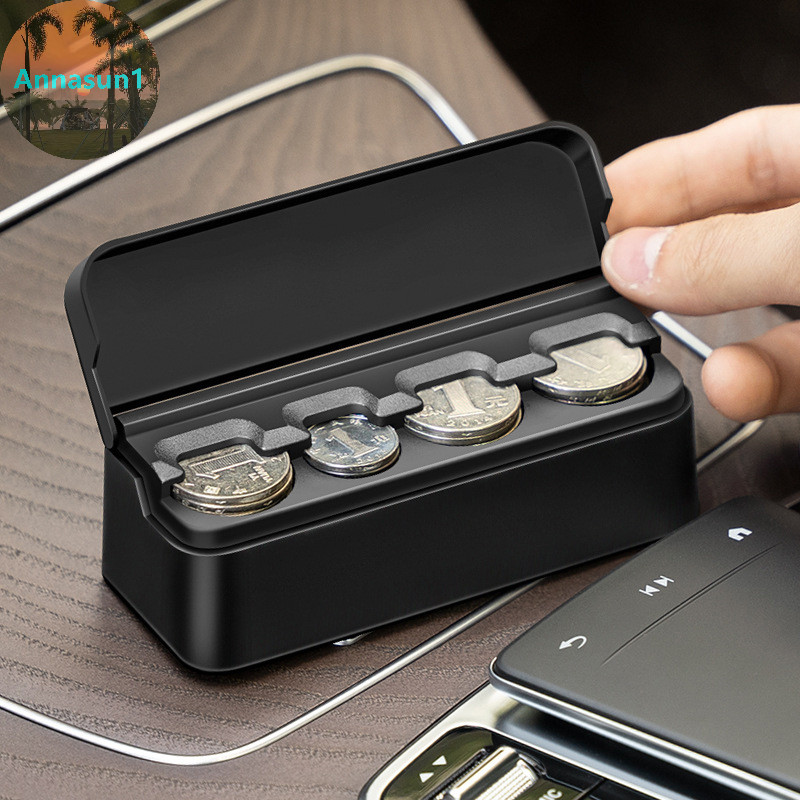Annasun ผู้ถือเหรียญสําหรับรถยนต์เปลี่ยน Organizer Universal เก็บเหรียญเครื่องจ่ายเงินกล่องเงินสดรถบ