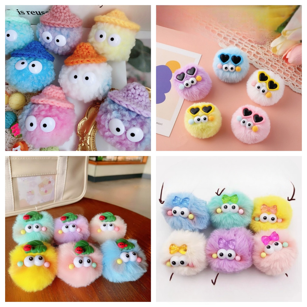Jibbitz Crocs Charms Plush Ball หมวกการ์ตูนน่ารักรองเท้าหัวเข็มขัด 3D DIY Croc