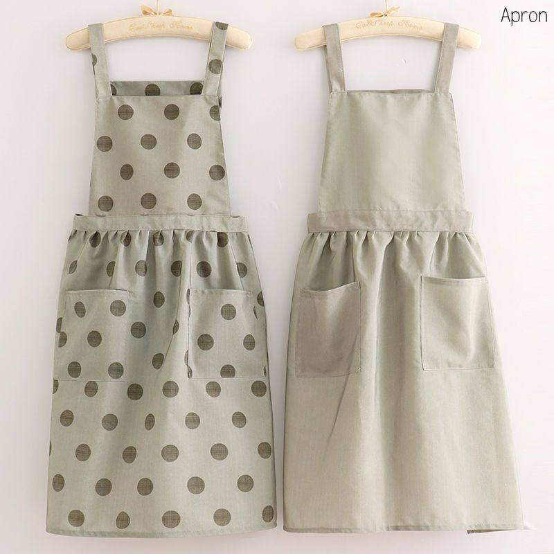 Vintage ขนาดใหญ่ Polka Dot ผ้ากันเปื้อนครัวทําอาหารโพลีเอสเตอร์ผ้าฝ้ายผ้าใบ Breathable Anti-splash เอวแฟชั่นแขนกุดเสื้อผ้าทํางาน