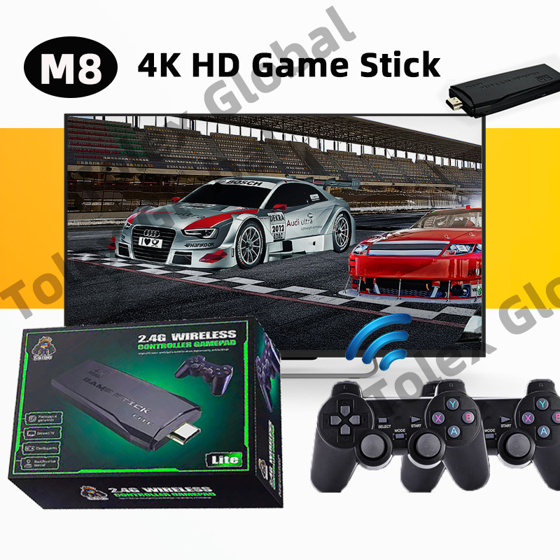 YTolex M8 Retro วิดีโอเกมคอนโซลเกมจำลอง Stick 4K 10000เอาต์พุต Ultra HD PS Dendy 2.4G wireless Contr