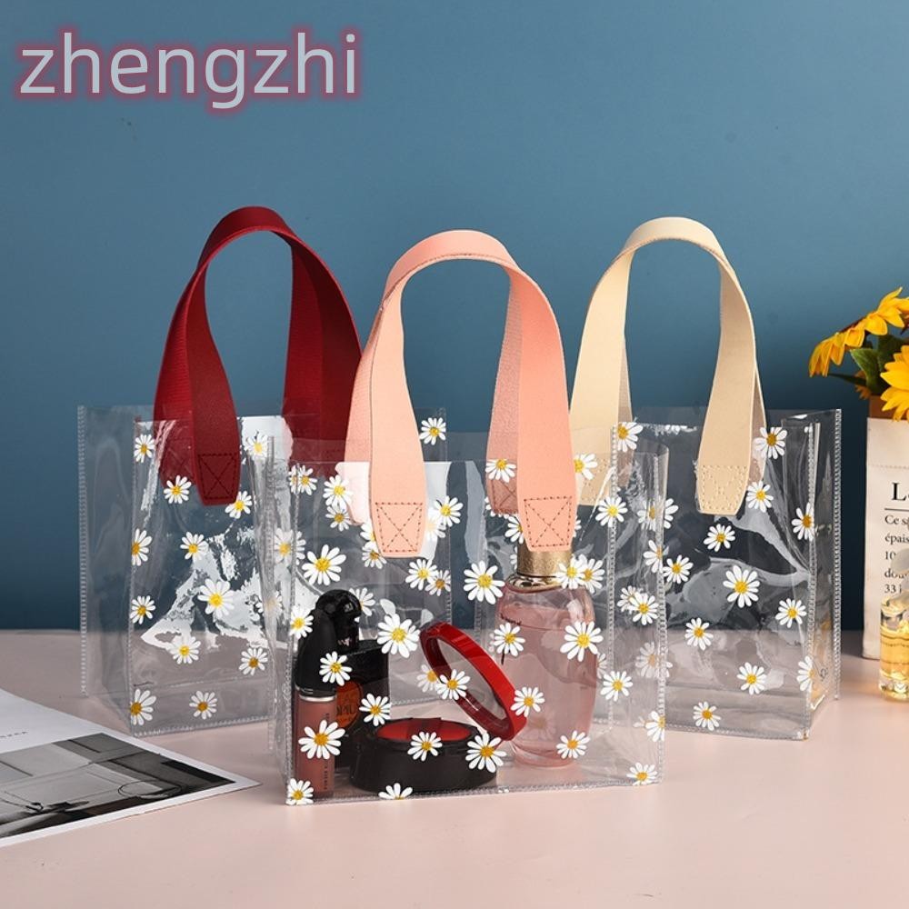 Zhengzhi Tote Bag, PVC Little Daisy Transparent Shopping Bags, High Quality Handle Transparent Water