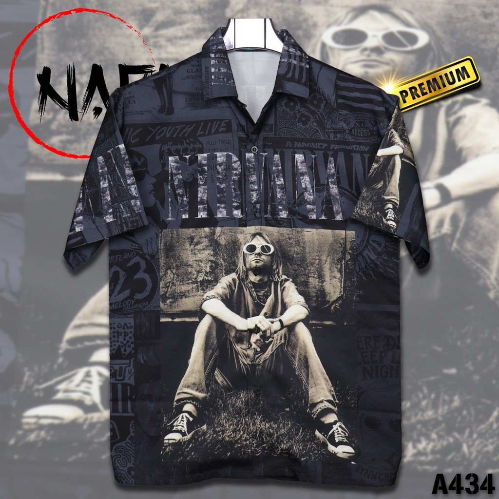 Hawaii Nirvana A434 เสื้อยืดผ้าไหมอิตาลี