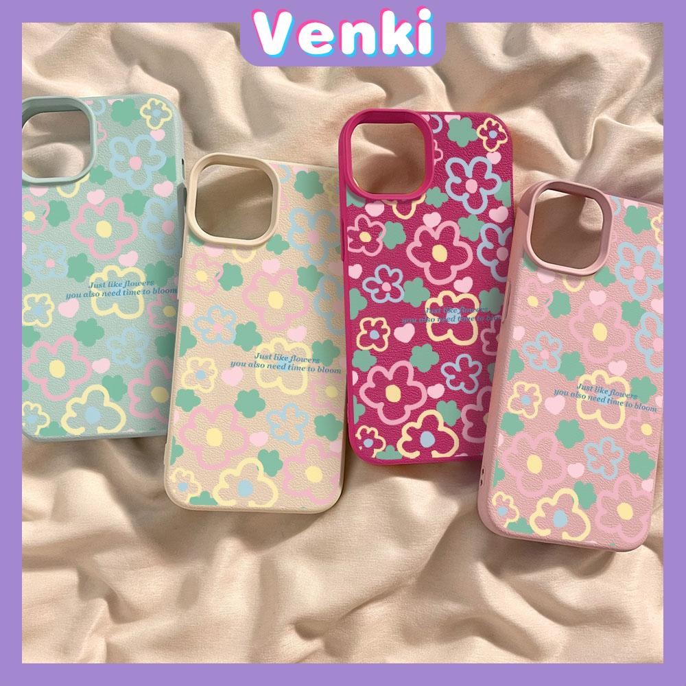 Venki - เคส iPhone 16 Pro Max iPhone 11 เคสหนังเนื้อนิ่มสีแคนดี้ TPU ดอกไม้สีสันสดใสน่ารัก Compatible With iPhone15 Pro max 14 13 12 Pro max XS XR 7 Plus 8 Plus