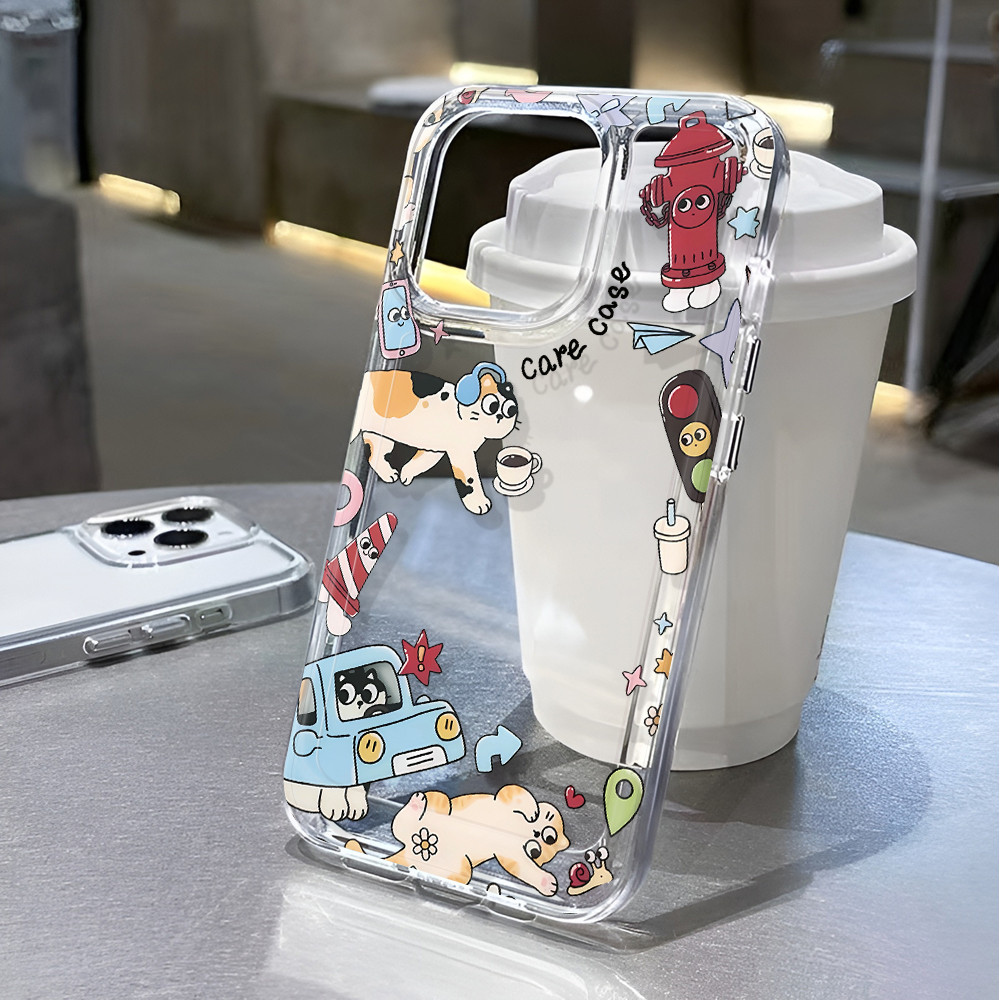 โปร่งใสสําหรับiphone 16 pro Max 11 15promax 14 13 12 7Plus X XS Max 8 7 city Walkแมวกันกระแทก