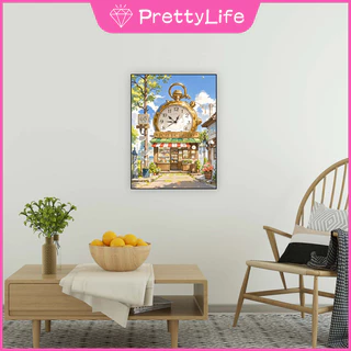 Pl Healing Fairy Tale Town 5D DIY เพชรทาสีคริสตัลรอบฝังเพชรชุดเพชรน้ําภาพวาดตกแต่งบ้าน 30x40 ซม.