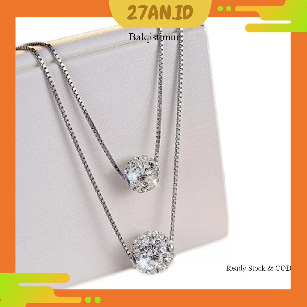 BALQIS H36 สร้อยคอ LUXURY JEWELRY SIMPLE CHAIN 2 ชั้น TITANUM BALL LAYER B16 COOL