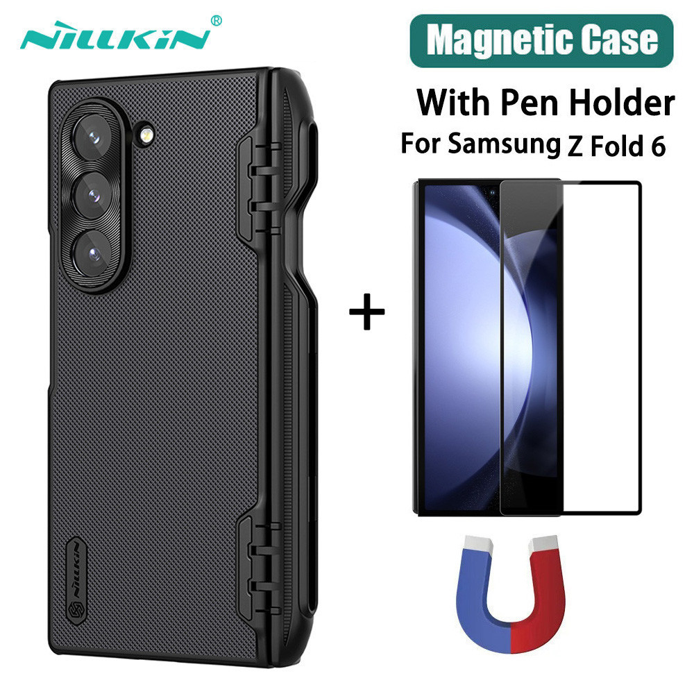 Samsung Z Fold 6 เคส + ฟิล์มกระจก Nillkin CP+Pro แก้ว Frosted พับฝาครอบแม่เหล็กสําหรับ Samsung Galaxy Z Fold 6 5G