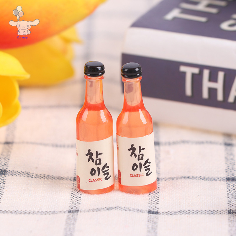 [San] 10 ชิ้น 1/12 Dollhouse Miniature เรซิ่นขวดเบียร์จําลองขวดไวน์รุ่น POP