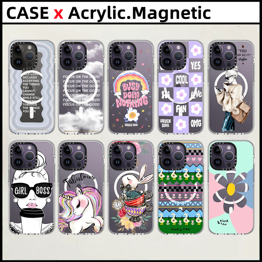 Casetifygirl Boss Self-love cloudปลอกแม่เหล็กสําหรับiPhone 15 16 Pro Max 14 15 16 PlusกรณีสุนัขและแมวSun Godผีเสื้อแฟชั่นแกะสลักด้านข้างตัวอักษรฝาครอบป้องกัน