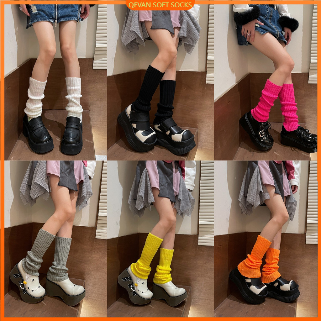40 ซม.ถักขาอุ่นผู้หญิงหวาน Jk Lolita Gothic ลายขาอุ่น Y2k สีลูกกวาดแขนข้อเท้าถุงเท้าอุ่น