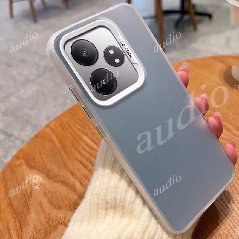 Realme GT 6 6T 5GหรูหราIMDเลเซอร์สีเงินสีสันสดใสสําหรับRealme GT6 GT 6T 5G 2024 โลหะFrosted Hard Shellฝาครอบป้องกันสําหรับRealmeGT6 Realme GT6T 5G Anti Fallกรณี