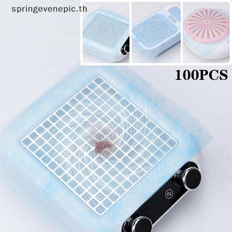 Springevenepic 100pcs Nail Art Dust Collector กระดาษกรองเครื่องแต่งเล็บอุปกรณ์เสริมกันฝุ่นเปลี่ยนเล็บเครื่องดูดฝุ่นกระดาษกรองใหม่
