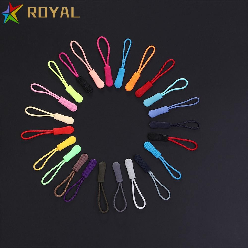 Royal ซิปหัวเข็มขัดกระเป๋าแท็กหัตถกรรมเชือก End Fit Puller 10 ชิ้นกระเป๋าเดินทางซิปเชือก