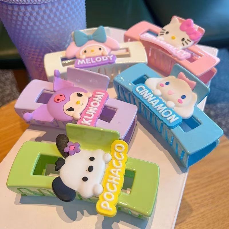 Melody Shark Clip Girl Cartoon Cinnamon Dog Kuromi กิ๊บติดผมนักเรียนกลับหัวผมคว้า Sanrio เครื่องประดับผม