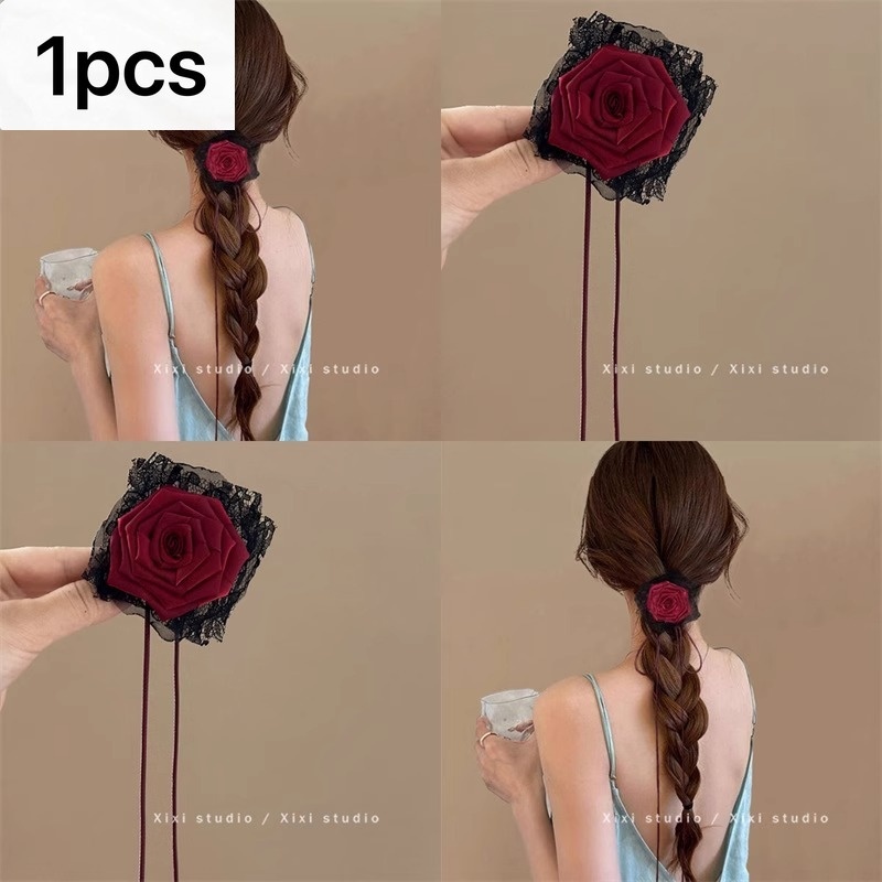 ลูกไม้ลูกไม้ดอกไม้ Laced-Up Headband Dual-ใช้Clavicle Chain High-Endแฟชั่นAll-Matchเครื่องประดับผม