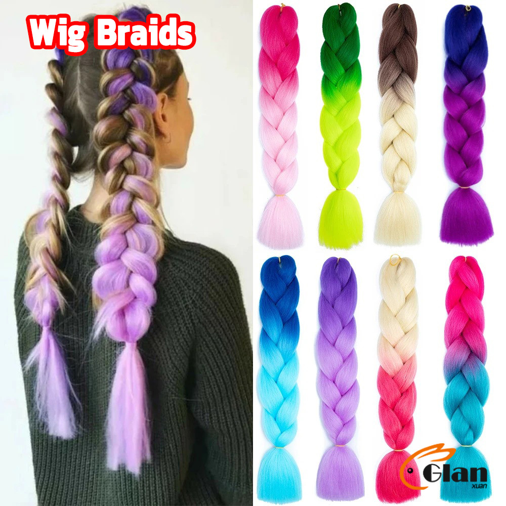 Glanxuan ผมเปีย ไหมถักผม สีทูโทน แอฟริกันเดรดล็อกส์ wig braids
