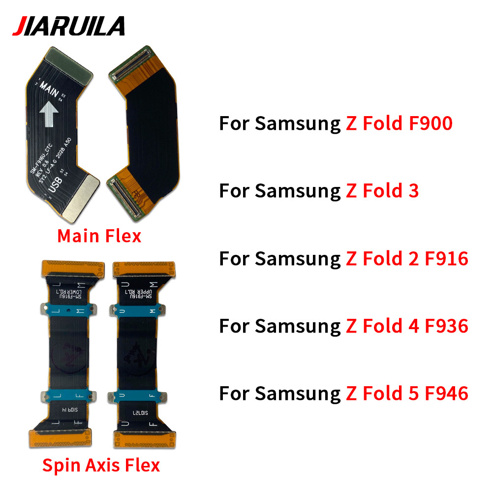 สําหรับ Samsung Z พับ 2 3 4 5 F916 F936 F946 F900 หลักเมนบอร์ด Flex Cable + การเชื่อมต่อ Rotary Shaf