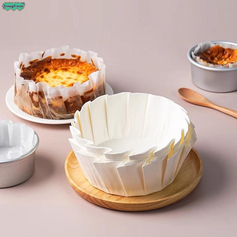 Hp Basque ชีสเค้กถาดกระดาษน้ํามัน แม่พิมพ์เค้กพับได้ Disposable Release Mousse Cake Paper Baking Oil Proof Edge Paper ใหม่