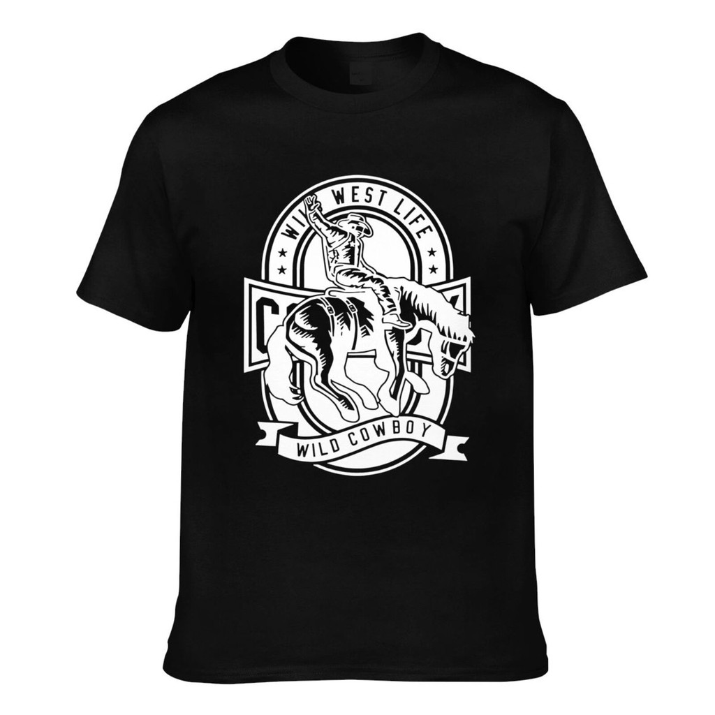 เสื้อยืดผู้ชายคุณภาพสูง สไตล์เวสต์رن Rodeo 8 Seconds
