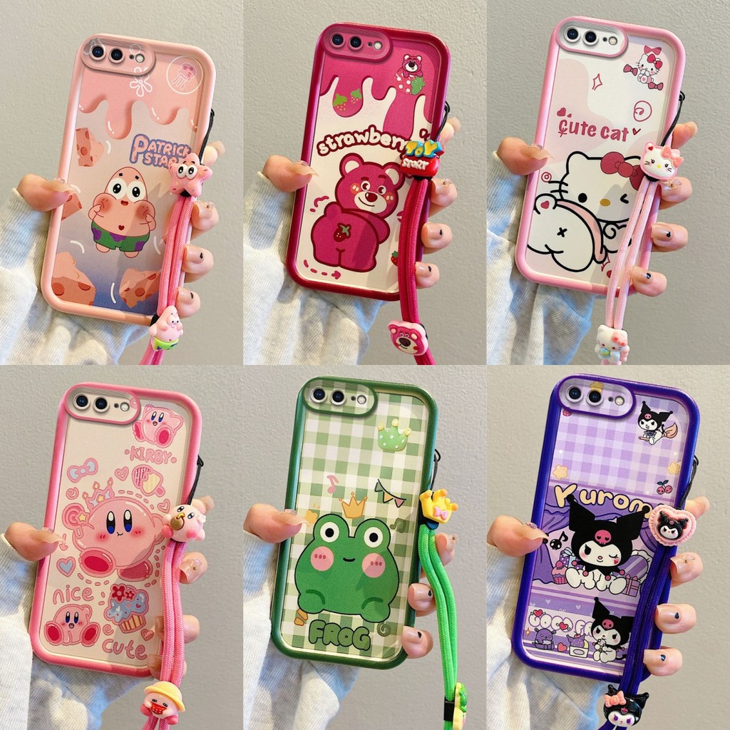 เคส Iphone 7Plus/8Plus Pink KT Cat/Fart Strawberry Bear/Cheese Pie Superstar/Kuromi Grid/Frog Crown/Kirby เคสโทรศัพท์ซิลิโคน