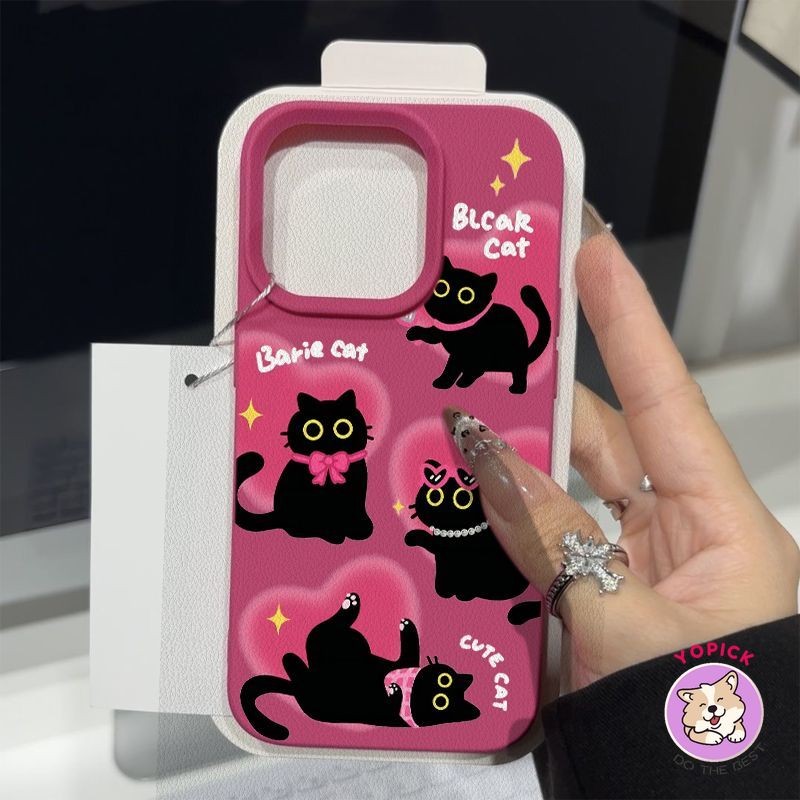Love Black Catเคสโทรศัพท์สําหรับIPhone 16Pro Maxสาว11 13 12Pro Max 14Plus 15Pro XR XS Max 7 8 Plus SE2020การ์ตูนฝาครอบโทรศัพท์สําหรับiPhone 16Pro 16Plus Soft Case PWK