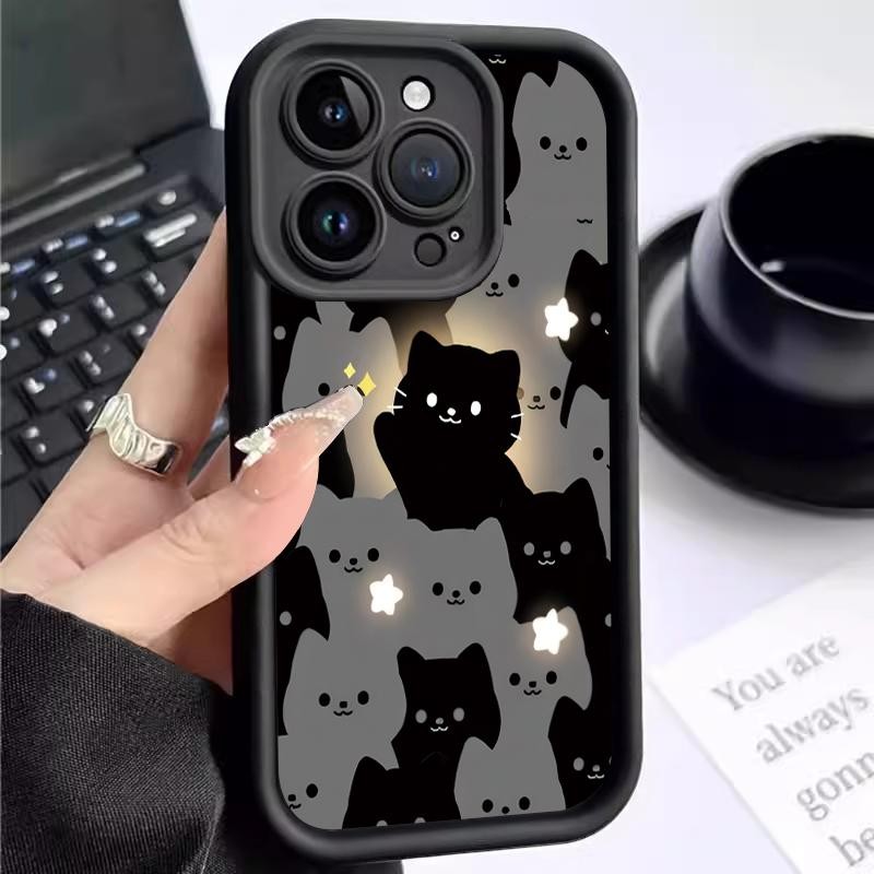 เหมาะสำหรับ Samsung A12 4G 5G A13 LITE A10s A11 A14 A15 ป้องกันกรณีโทรศัพท์เลนส์เคส Cute Briquette