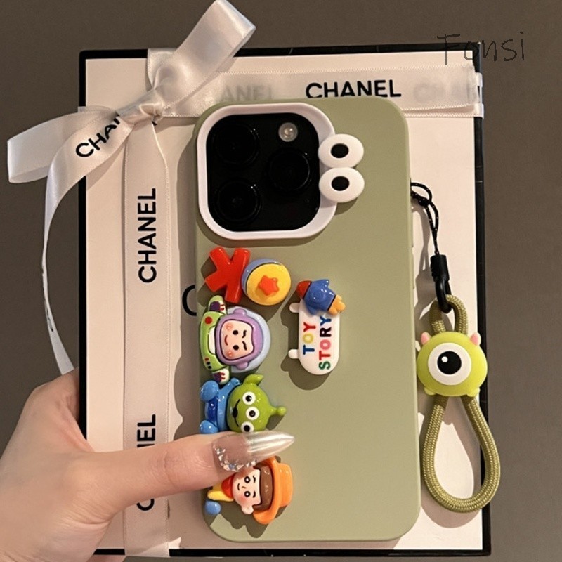 [คุณภาพสูง] สีเขียว 3D สเตอริโอ Buzz lightyear เคสโทรศัพท์ซิลิโคนเหลวสําหรับ iPhone15 14 13 12 11 Pro Max iXSMAX XR XS กันกระแทกป้องกันกล้องนุ่มปกหลัง