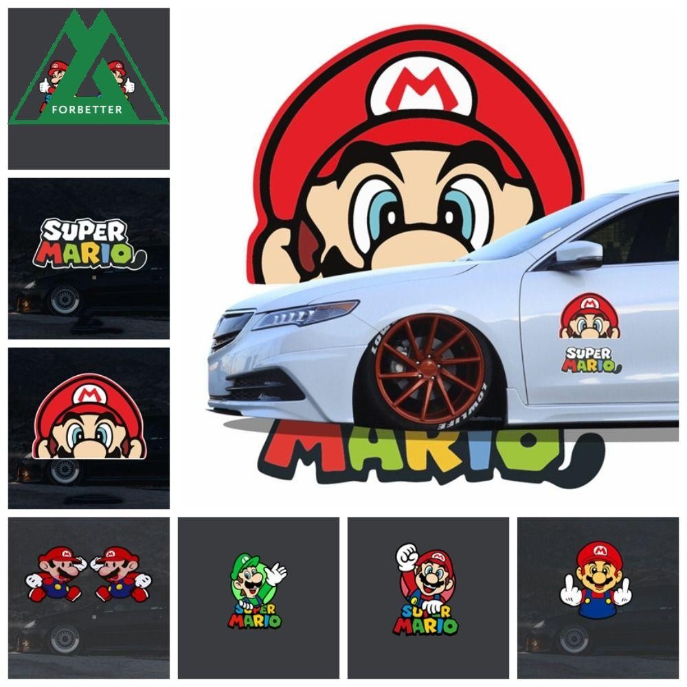 Forbetter Super Mario Car Decal, Super Mary Mario Bros Super Mario สติกเกอร์หน้าต่าง, กันน้ําอะนิเมะอุปกรณ์ต่อพ่วงเกมสร้างสรรค์ Super Mario สติกเกอร์ตกแต่ง