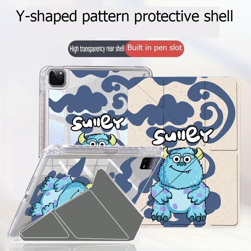 สำหรับ พร้อมถาดใส่ปากกาfor Pro11 12.9 13 10.5 11/24 Y-shaped เคสใสสําหรับไอแพด mini6 Air1 2 3 4 5 6 13 gen4 5 6 7 8 9 10