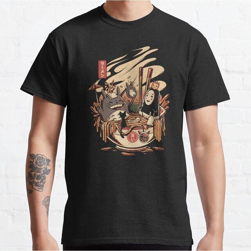 Nwt ตลก Ramen Art ตัวละคร Fictional Food เสื้อยืดเทรนด์ญี่ปุ่น
