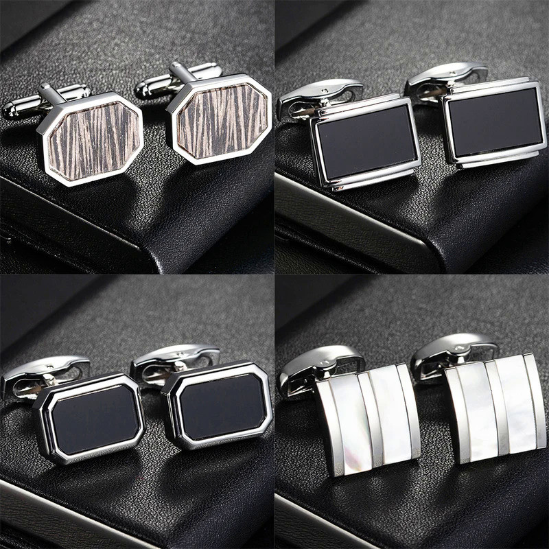 Cool Men French Shirts Cufflinks Bussiness Shirt Buttons Classic Wedding Gift Silvery Black Brown Co