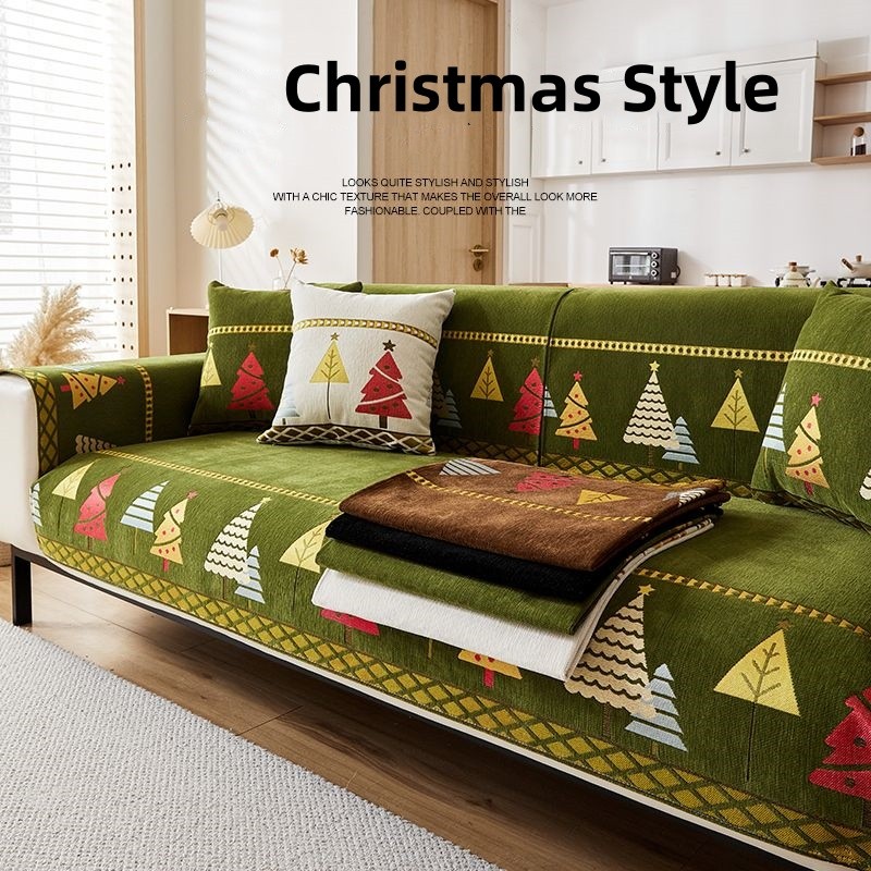 Chenille All Seasons Universal Slipcover พ่อคริสต์มาส Funda โซฟา Mats Living Home ลื่นโซฟาเบาะโซฟาโซฟาครอบคลุม