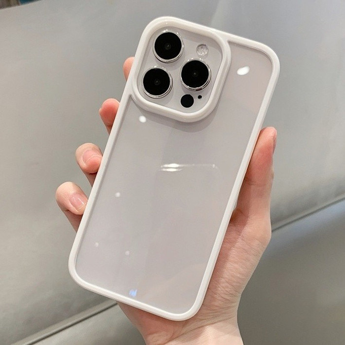 Soild กรอบสีคริสตัลใสเคสโทรศัพท์สําหรับ iPhone 16 15 12 13 14 11 Pro Max XR X XS Max 7 8 Plus SE 2020 Mini กันกระแทก Soft TPU ฝาหลัง