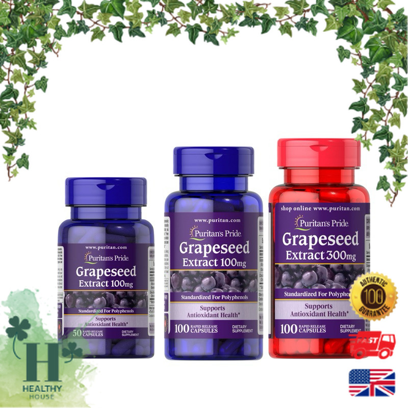 พร้อมส่ง Puritan's Pride Grapeseed Extract 100 mg 300 mg Grape seed สารสกัดจากเมล็ดองุ่น เส้นเลือด