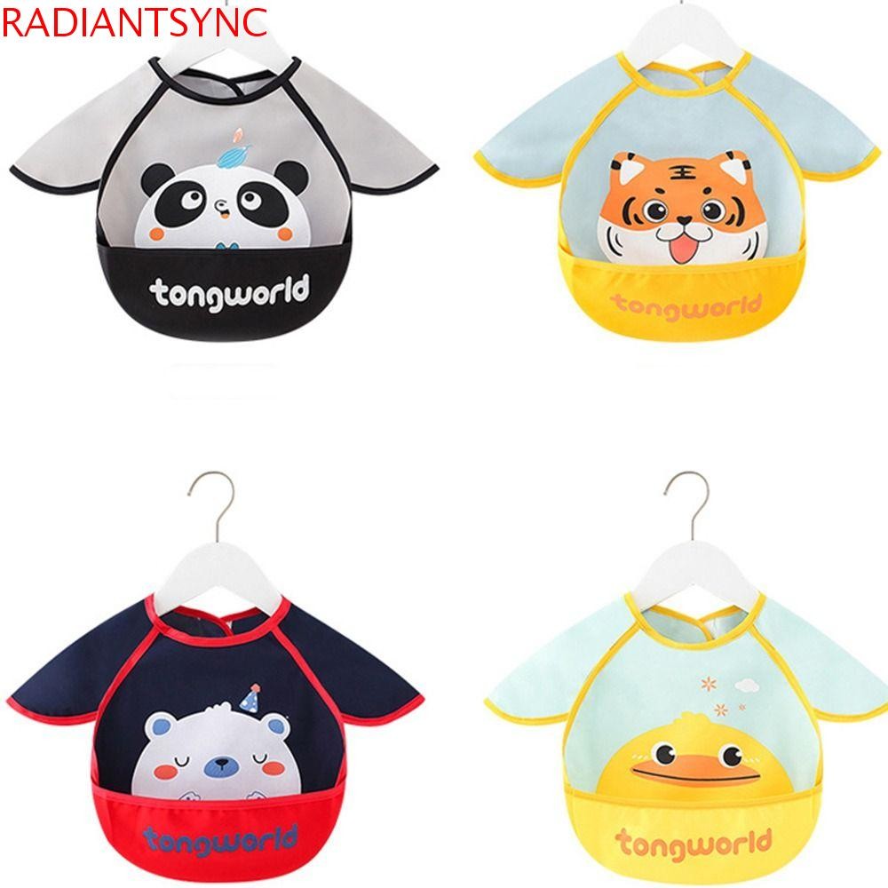Radiantsync Baby Coverall สบายกันน้ําแมวสัตว์น่ารักรูปแบบปฏิบัติผ้าเช็ดตัวน้ําลาย Burp ผ้ากันเปื้อน Anti-สกปรกเด็ก Stuff